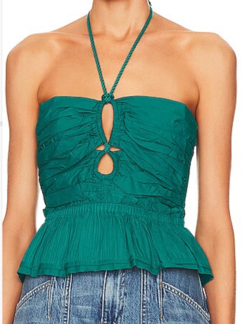 Ulla Johnson Teal Halter Peplum Camisole